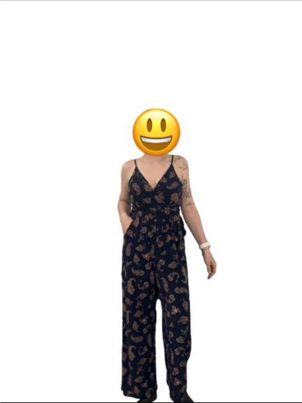 Navy Paisley Spaghetti-Strap Wrap Jumpsuit